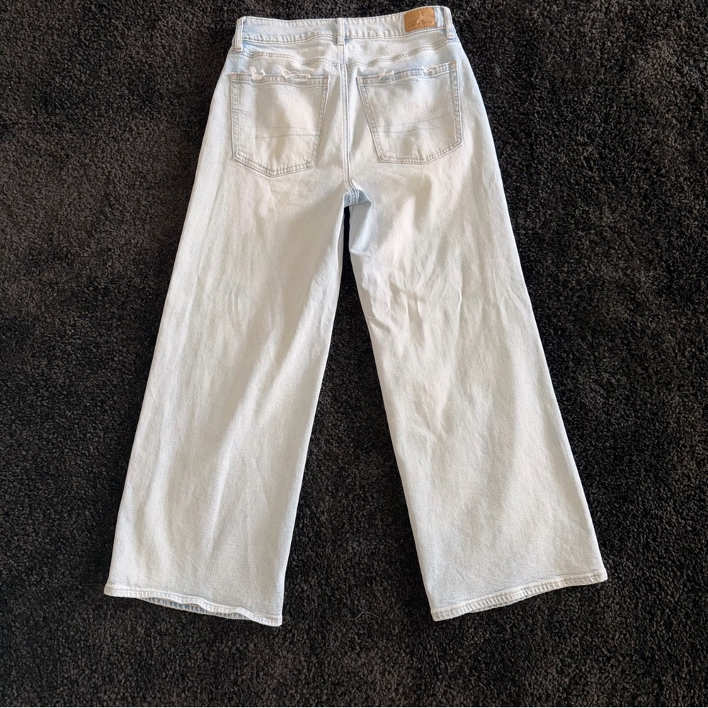 American Eagle Super High Rise Baggy Wide
Leg Ankle Jeans Strigid Denim Size 2 - Picture 4 of 13